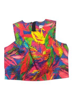 Milly Multicolor Tropical Print Crop Top With Back Zipper Closure 0